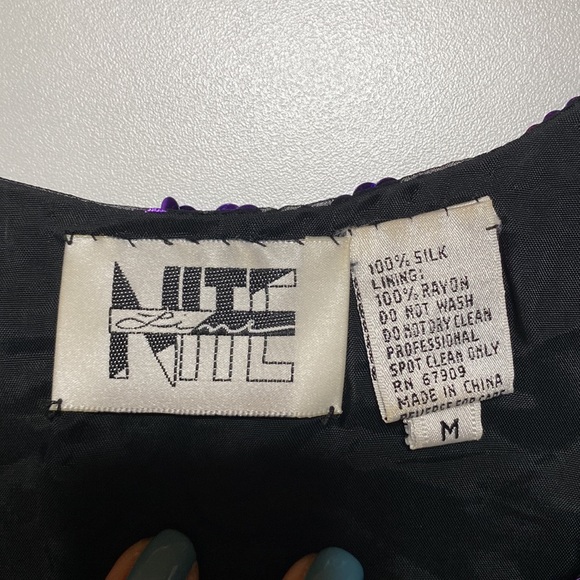 Vintage Silk Niteline Sequin Purple and Black Tank Top - Picture 8 of 11